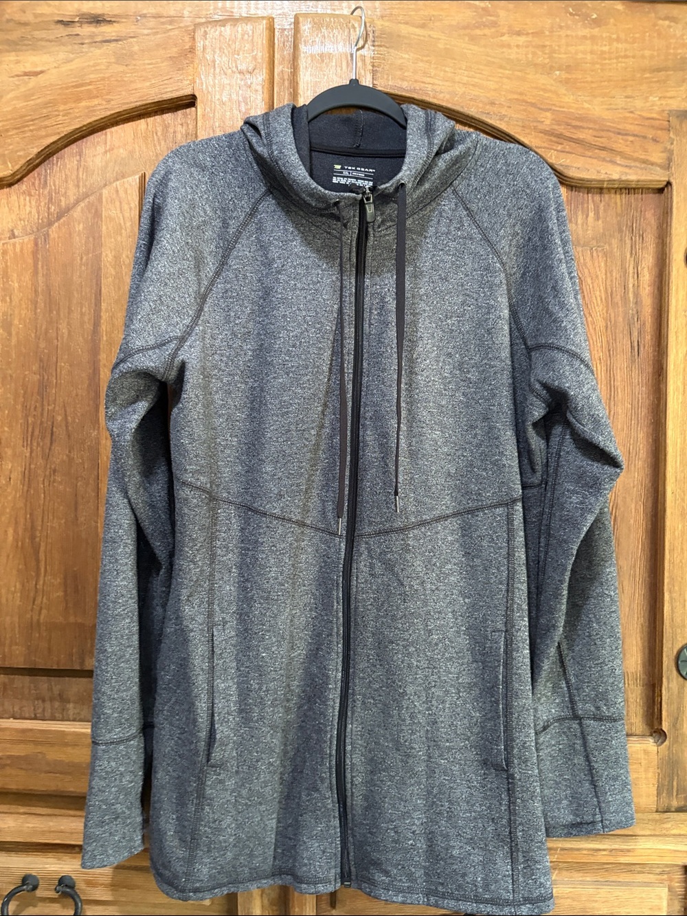 tek gear Women's Charcoal Gray Full-Zip Hooded Utility Jacket